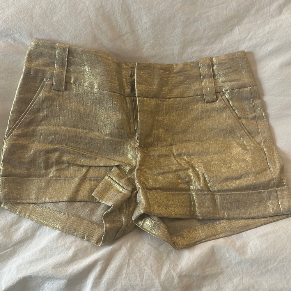 Alice and Olivia Gold shorts size 2
